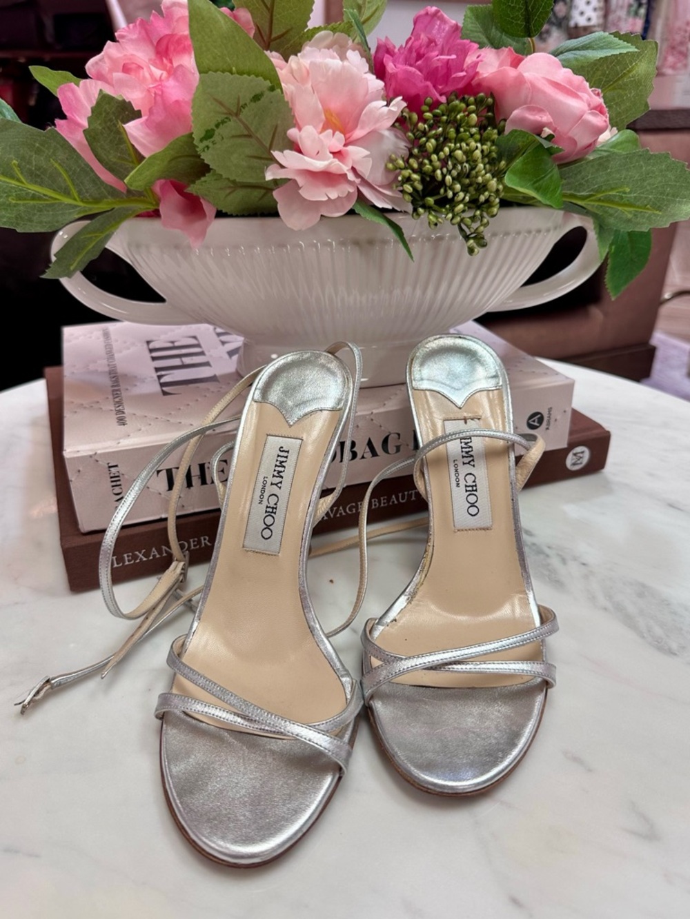 Beautiful silver jimmy choo heels